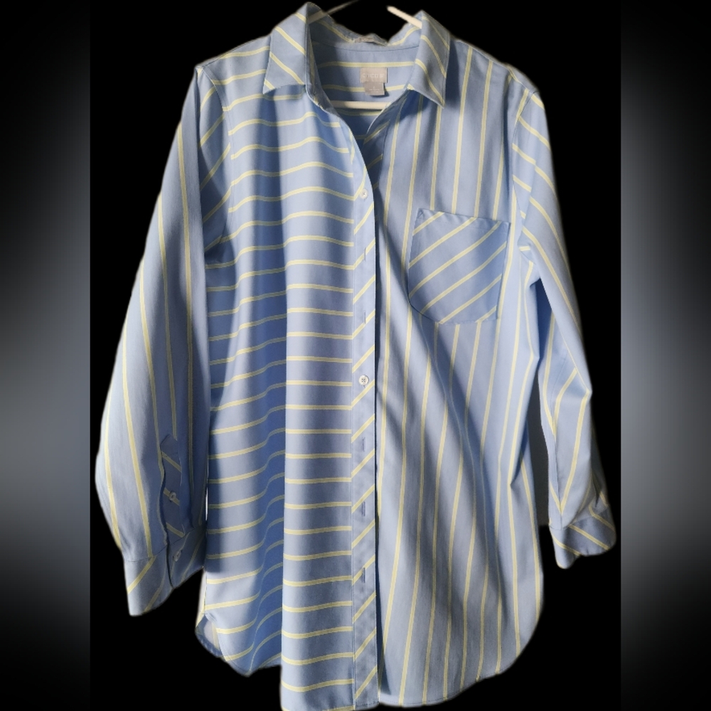 Chico's Blue Stripe Button Down Tunic Chico's Size 3 Ladies XL 14-16 EUC $28
